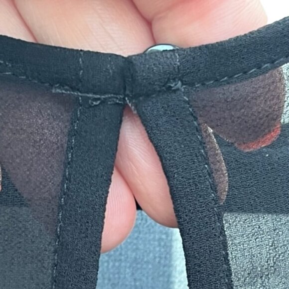 ZARA NWOT Chiffon Ruffled Black Mini Dress Long Sleeve Round Neck Size Medium - Picture 12 of 14